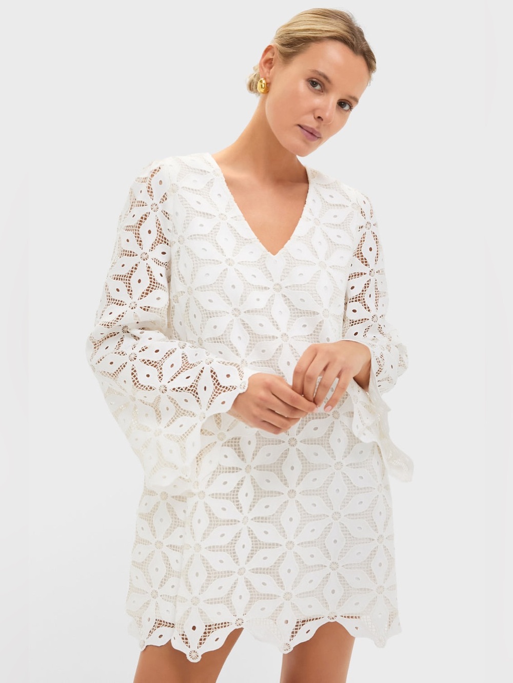Tuckernuck Camilla Dress XL White Floral Lace Embroidered Shift Dress
